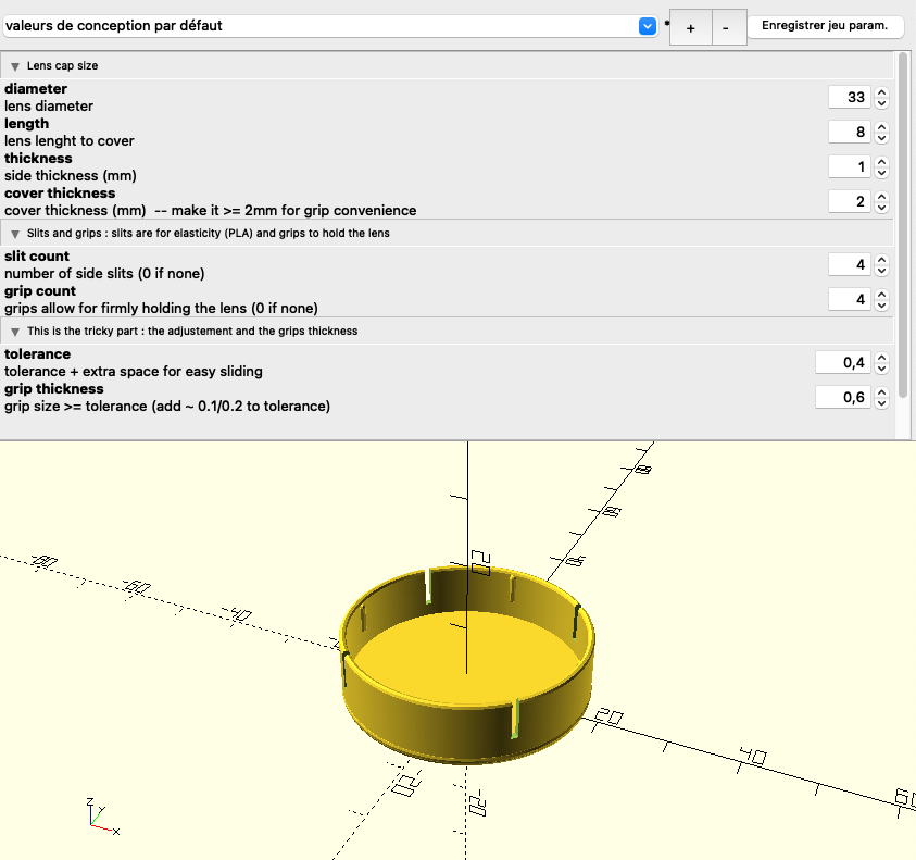 image from 3D printed parametric lens cap