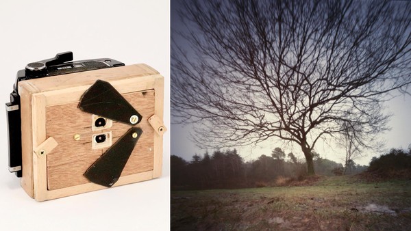 Wooden pinhole, Mamiya 6x7 back, two holes, 120 film